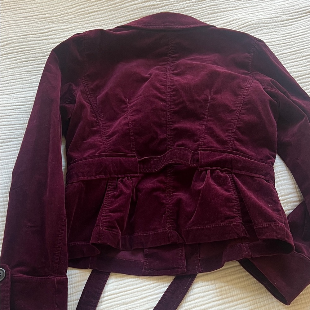 LOFT Burgundy Velvet Belted Utility Jacket - Picture 5 of 5